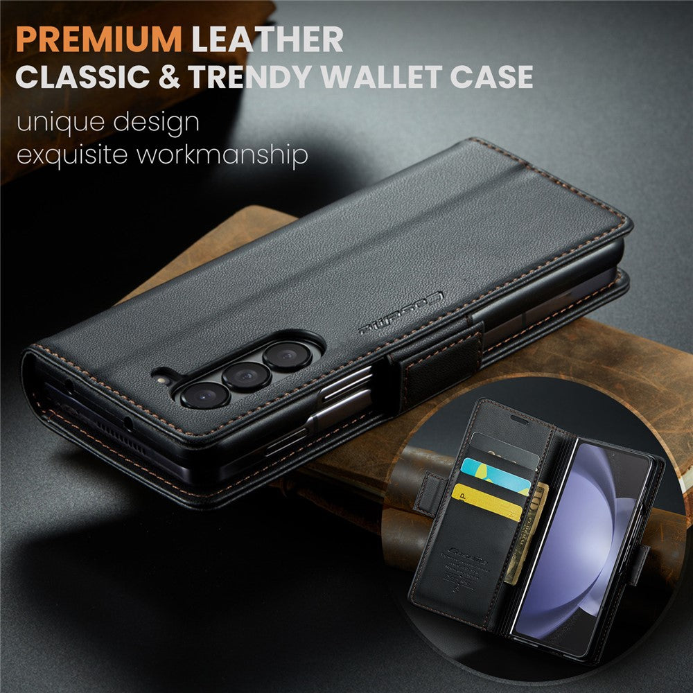 For Samsung Galaxy Z Fold6 5G Leather Case CASEME 023 RFID Blocking 3 Card Slot Mobile Cover
