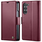 For Samsung Galaxy Z Fold6 5G Leather Case CASEME 023 RFID Blocking 3 Card Slot Mobile Cover
