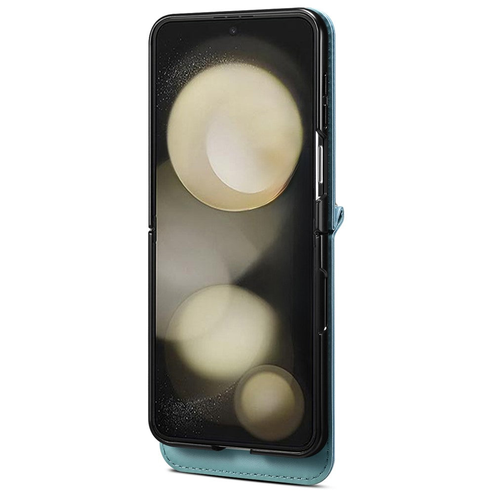 For Samsung Galaxy Z Flip7 FE 5G / Z Flip6 5G Case Leather+PC Phone Cover with Card Holder Long Strap