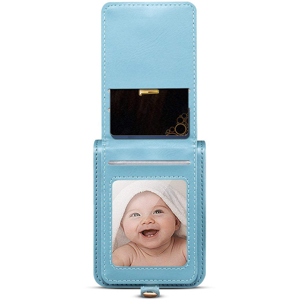 For Samsung Galaxy Z Flip7 FE 5G / Z Flip6 5G Case Leather+PC Phone Cover with Card Holder Long Strap