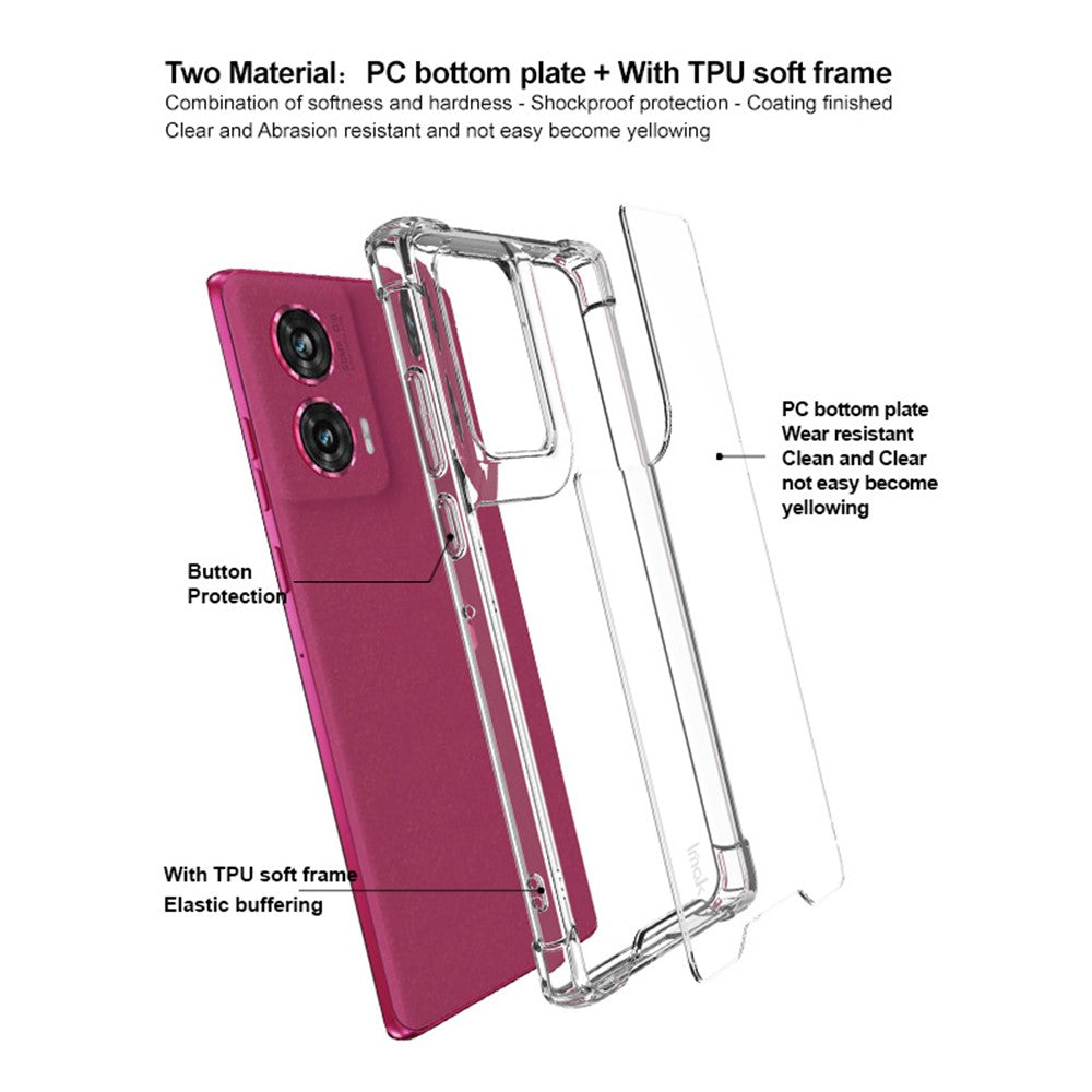 IMAK For Motorola G96 5G / Edge 50 Fusion 5G Case PC+TPU Phone Cover Airbag Corners