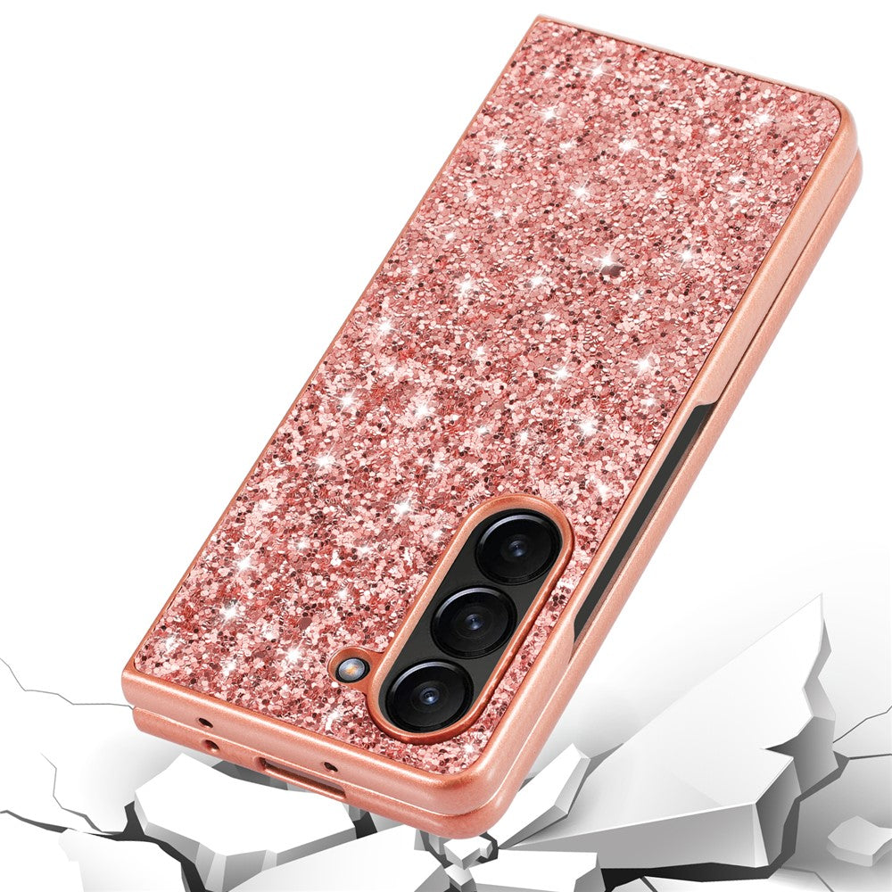 For Samsung Galaxy Z Fold6 5G Phone Case Glitter Electroplated TPU Frame PC Back Cover