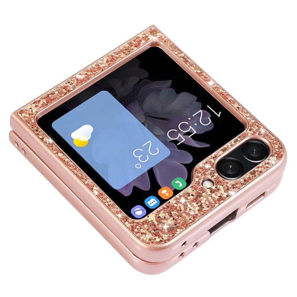 Til Samsung Galaxy Z Flip7 FE 5G / Z Flip6 5G Cover Elektropletteret TPU Ramme PC Bagside Glitter Telefoncover