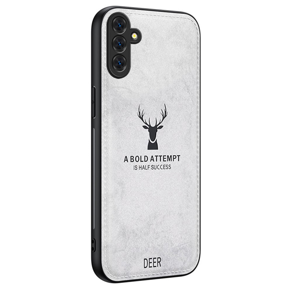 For Samsung Galaxy S24 FE Case Cloth Texture Deer Pattern Leather Back Phone Cover