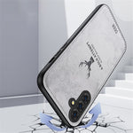 For Samsung Galaxy S24 FE Case Cloth Texture Deer Pattern Leather Back Phone Cover