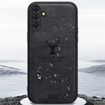 For Samsung Galaxy S24 FE Case Cloth Texture Deer Pattern Leather Back Phone Cover