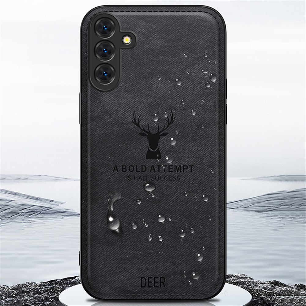 For Samsung Galaxy S24 FE Case Cloth Texture Deer Pattern Leather Back Phone Cover