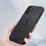 For Samsung Galaxy S24 FE Case Cloth Texture Deer Pattern Leather Back Phone Cover