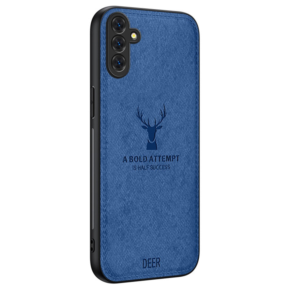 For Samsung Galaxy S24 FE Case Cloth Texture Deer Pattern Leather Back Phone Cover