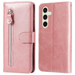 For Samsung Galaxy S24 FE Case PU Leather Stand Phone Cover with Zipper Pocket