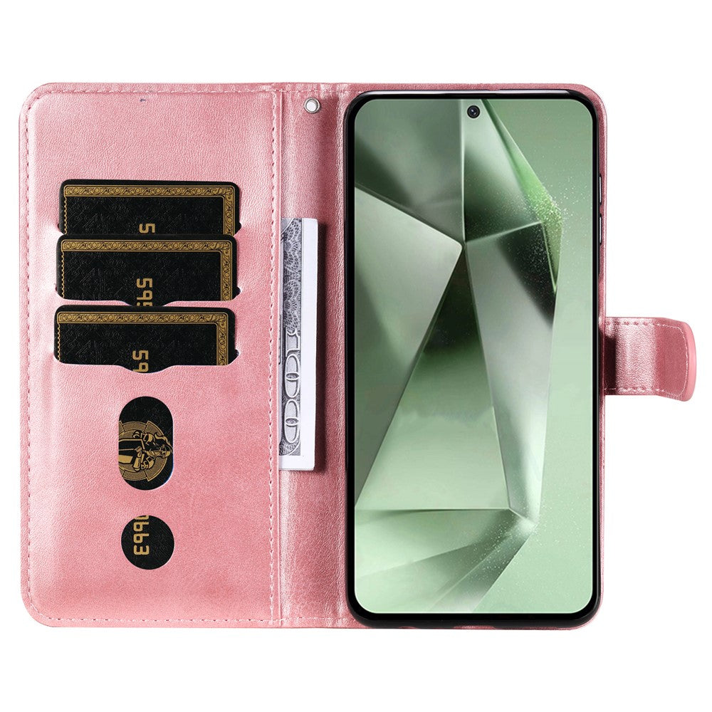 For Samsung Galaxy S24 FE Case PU Leather Stand Phone Cover with Zipper Pocket