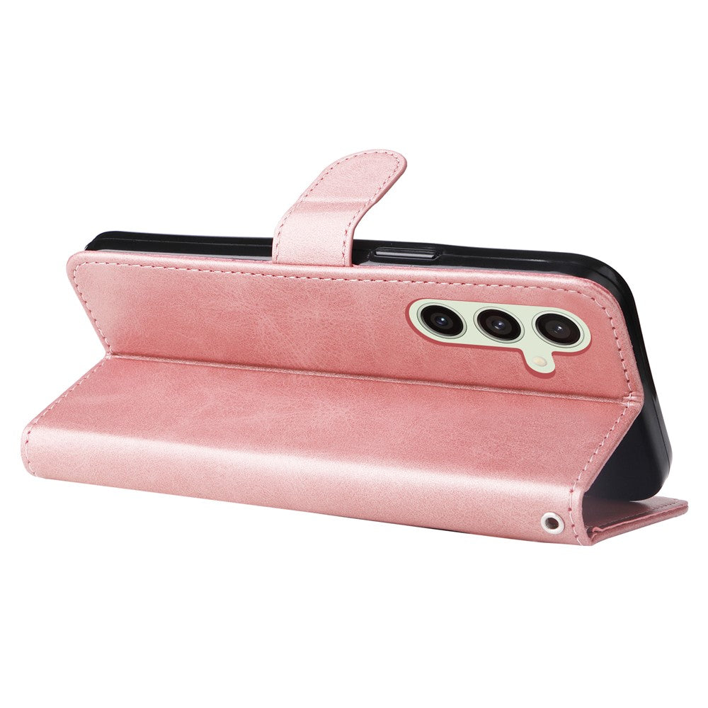 For Samsung Galaxy S24 FE Case PU Leather Stand Phone Cover with Zipper Pocket