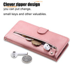 For Samsung Galaxy S24 FE Case PU Leather Stand Phone Cover with Zipper Pocket
