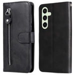 For Samsung Galaxy S24 FE Case PU Leather Stand Phone Cover with Zipper Pocket