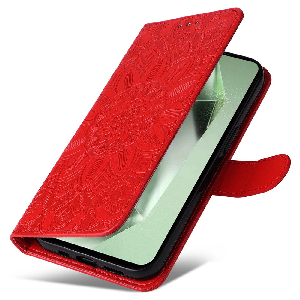For Samsung Galaxy S24 FE Wallet Case Sunflower PU Leather Phone Cover