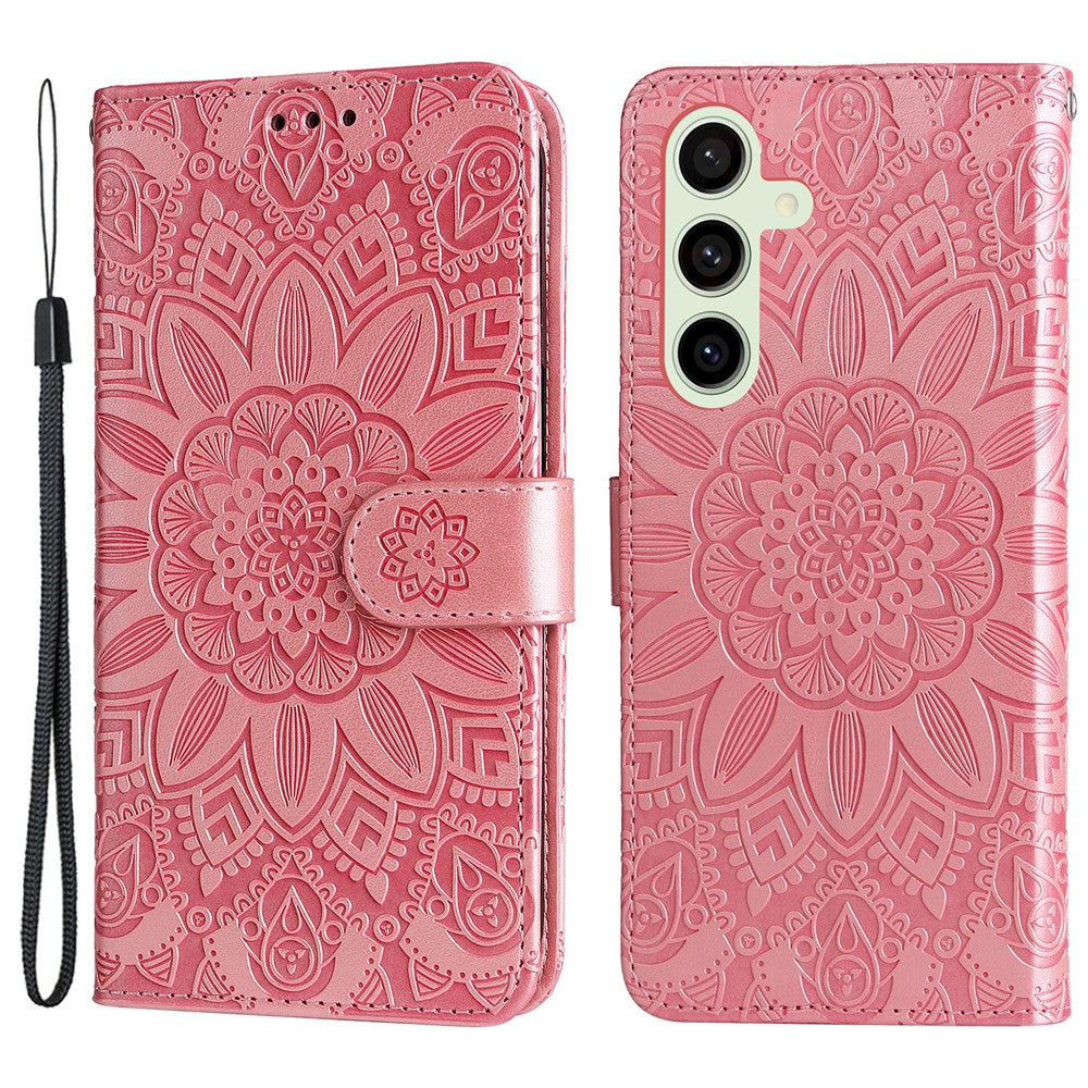 For Samsung Galaxy S24 FE Wallet Case Sunflower PU Leather Phone Cover