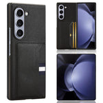 For Samsung Galaxy Z Fold6 5G Case Card Holder Litchi Texture Leather+PC Folding Phone Cover