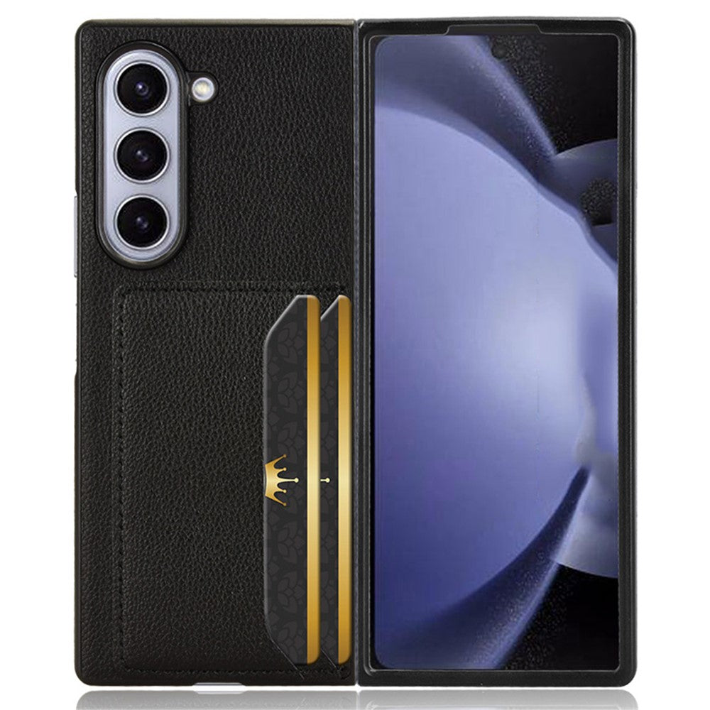 For Samsung Galaxy Z Fold6 5G Case Card Holder Litchi Texture Leather+PC Folding Phone Cover