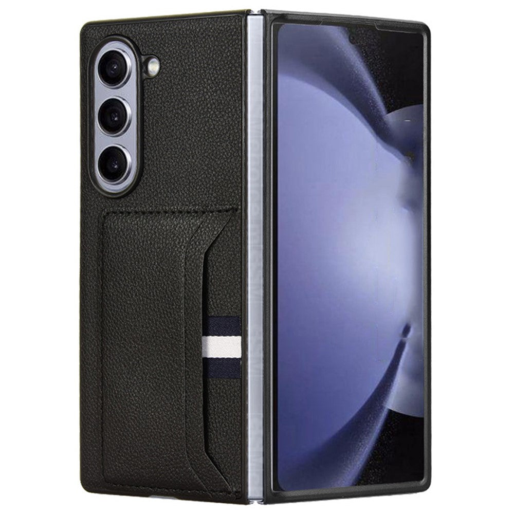 For Samsung Galaxy Z Fold6 5G Case Card Holder Litchi Texture Leather+PC Folding Phone Cover