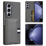 For Samsung Galaxy Z Fold6 5G Case Card Holder Litchi Texture Leather+PC Folding Phone Cover