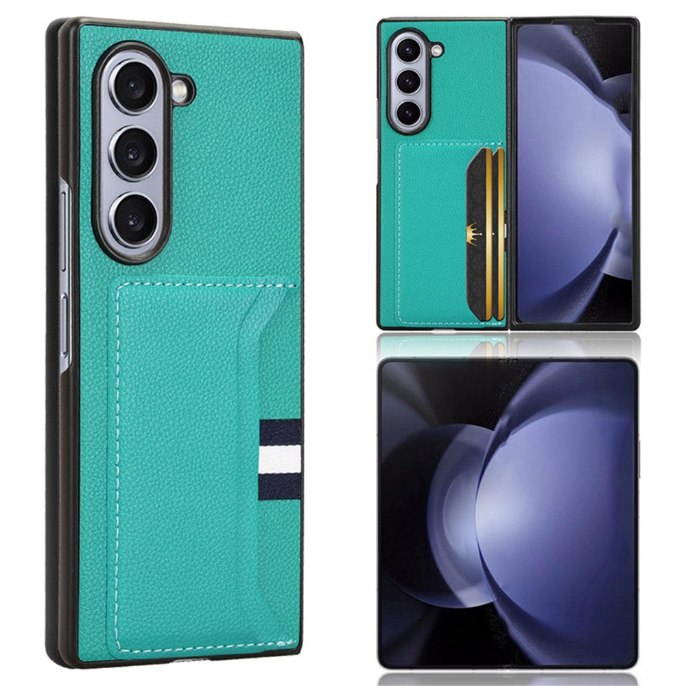 For Samsung Galaxy Z Fold6 5G Case Card Holder Litchi Texture Leather+PC Folding Phone Cover