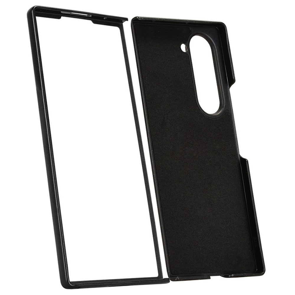 For Samsung Galaxy Z Fold6 5G Case Cowhide Texture Leather+PC Phone Cover Stitching Lines