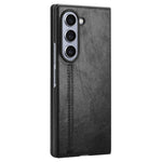 For Samsung Galaxy Z Fold6 5G Case Cowhide Texture Leather+PC Phone Cover Stitching Lines