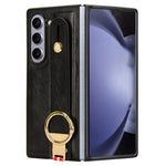 For Samsung Galaxy Z Fold6 5G Case Leather+PC+TPU Wristband Cover with Bottle Opener Ring