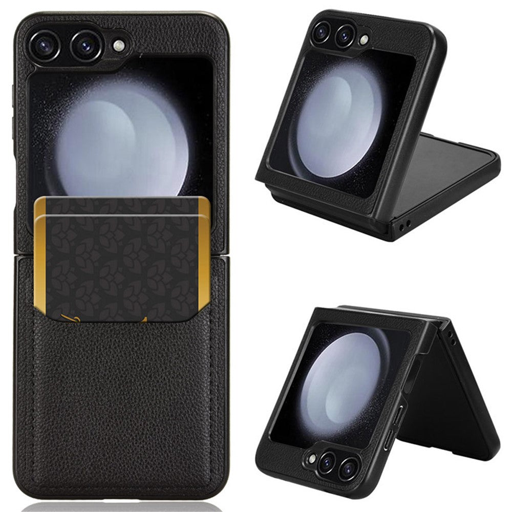 For Samsung Galaxy Z Flip7 FE 5G / Z Flip6 5G Case Litchi Texture Leather Coated PC Phone Cover Card Slot