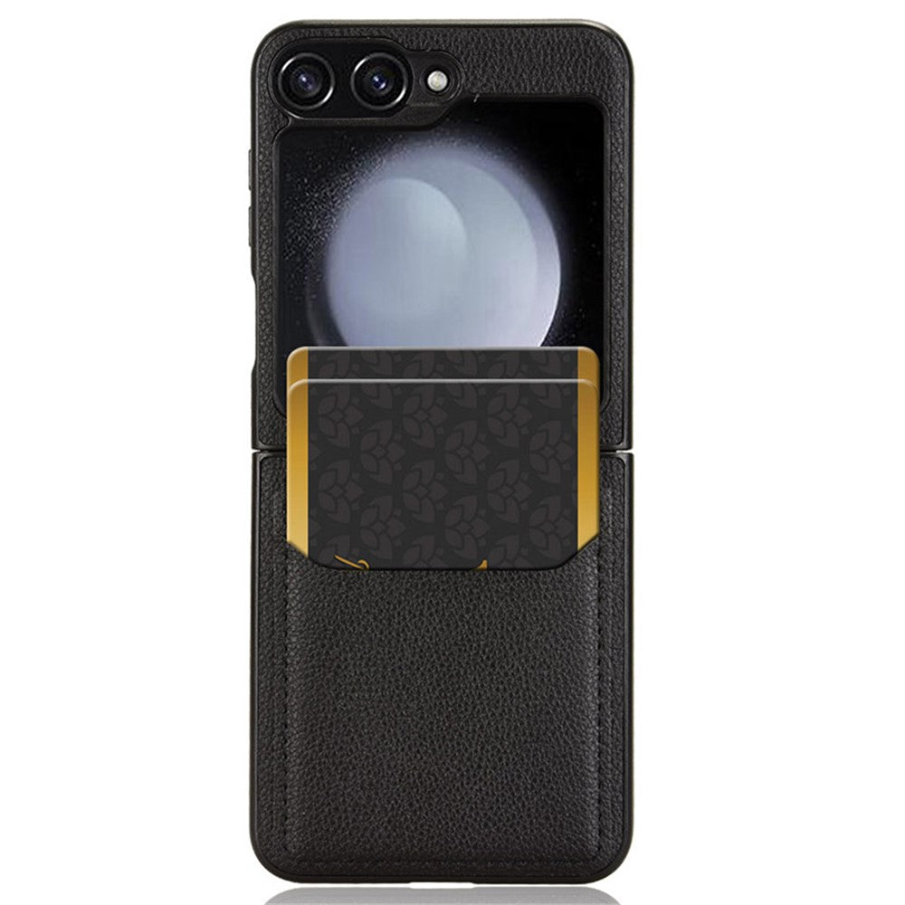 For Samsung Galaxy Z Flip7 FE 5G / Z Flip6 5G Case Litchi Texture Leather Coated PC Phone Cover Card Slot