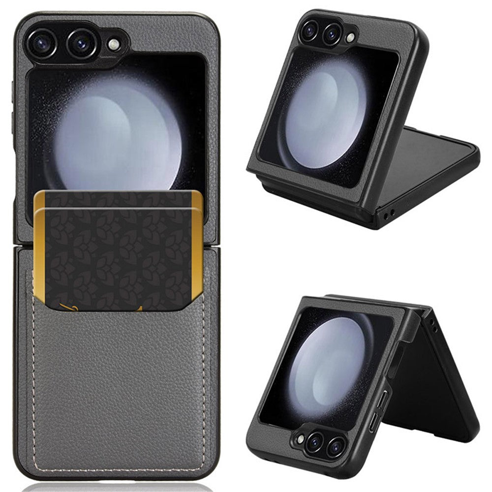 For Samsung Galaxy Z Flip7 FE 5G / Z Flip6 5G Case Litchi Texture Leather Coated PC Phone Cover Card Slot