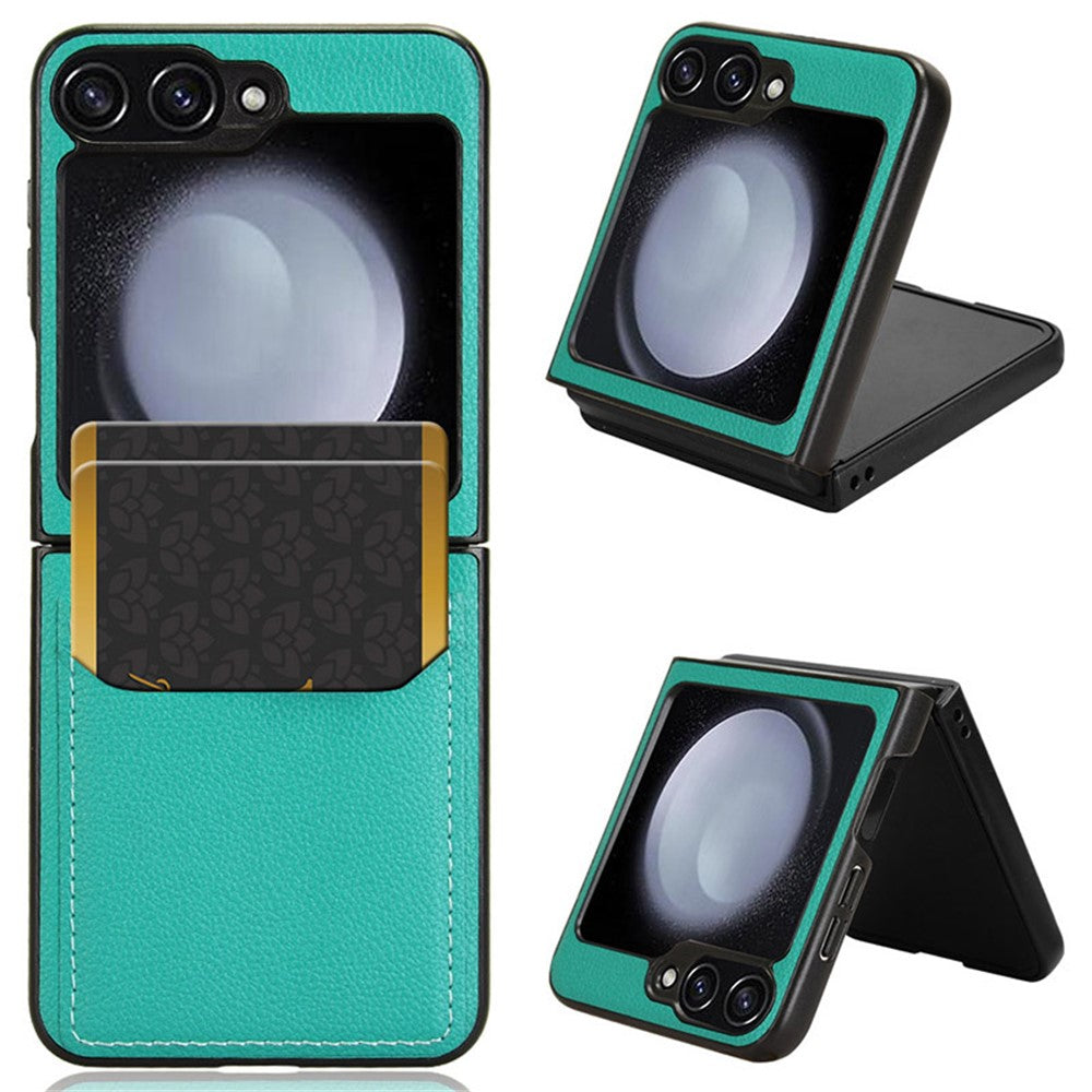 For Samsung Galaxy Z Flip7 FE 5G / Z Flip6 5G Case Litchi Texture Leather Coated PC Phone Cover Card Slot