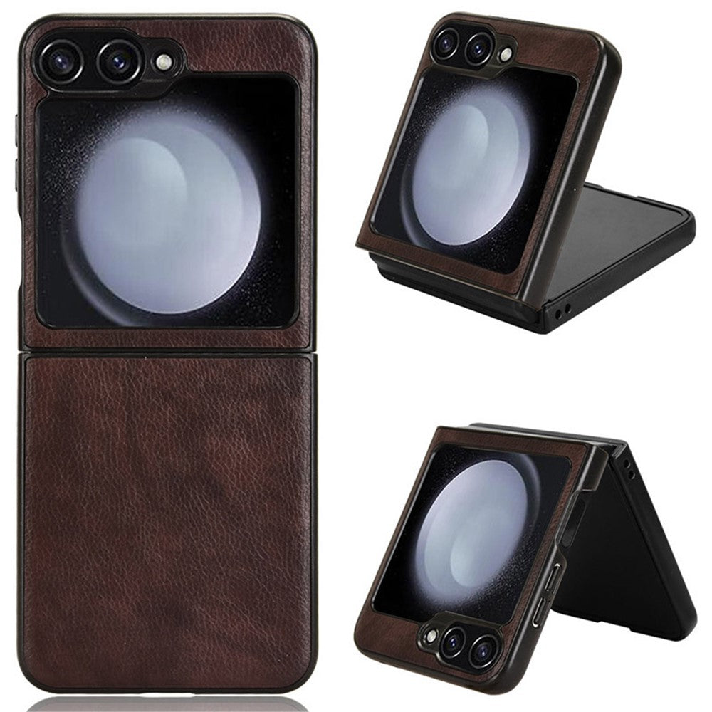 For Samsung Galaxy Z Flip7 FE 5G / Z Flip6 5G Case Litchi Texture Leather Hard PC Phone Cover