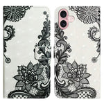 Til iPhone 16 Plus Cover Stativ Kortholder Læder Telefoncover 3D Kreativt Mønster Design