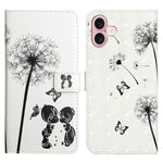 Til iPhone 16 Plus Cover Stativ Kortholder Læder Telefoncover 3D Kreativt Mønster Design