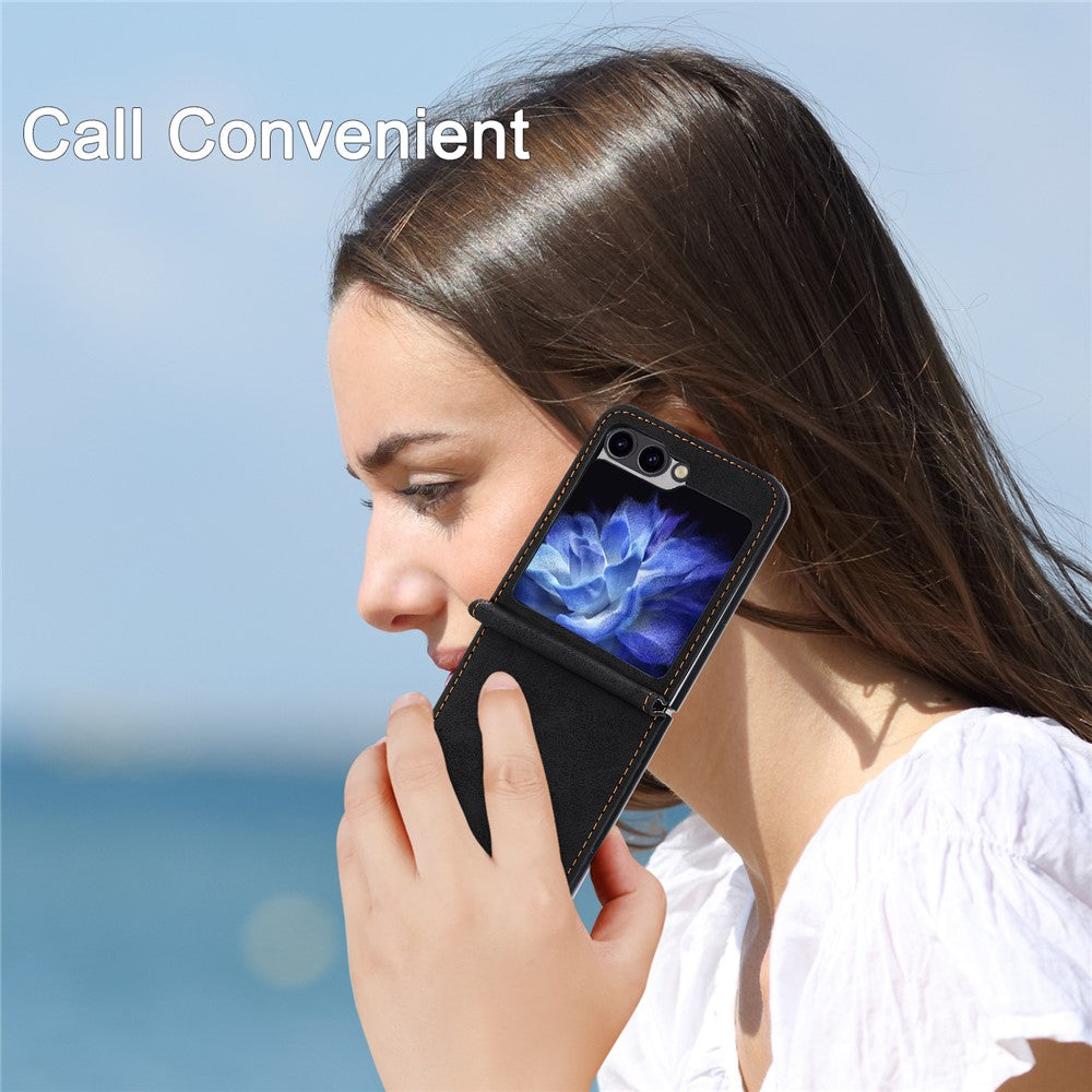 DF-05 För Samsung Galaxy Z Flip7 FE 5G / Z Flip6 5G Skal PU-läder Magnetiskt mobilskal