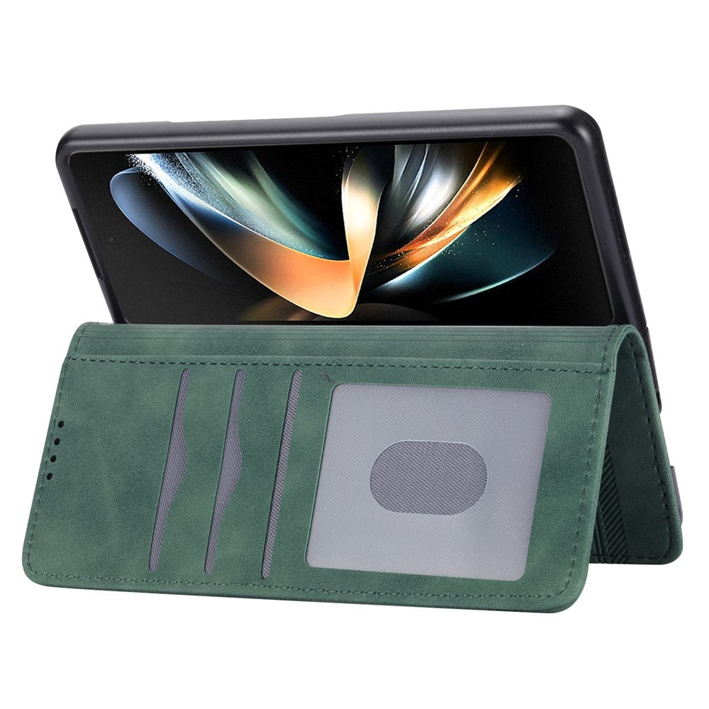 DIERFENG DF-03 Til Samsung Galaxy Z Fold6 5G Pung Telefoncover med Prægede Linjer i Læder