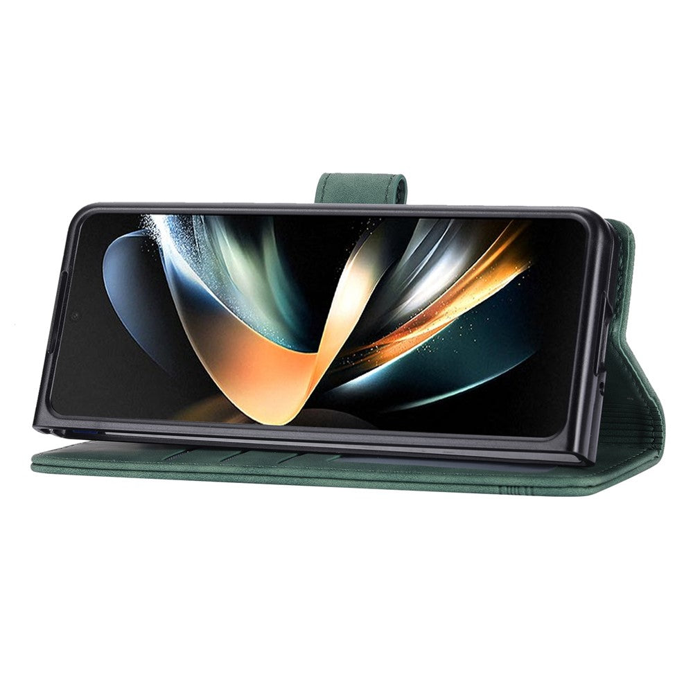 DIERFENG DF-03 Til Samsung Galaxy Z Fold6 5G Pung Telefoncover med Prægede Linjer i Læder