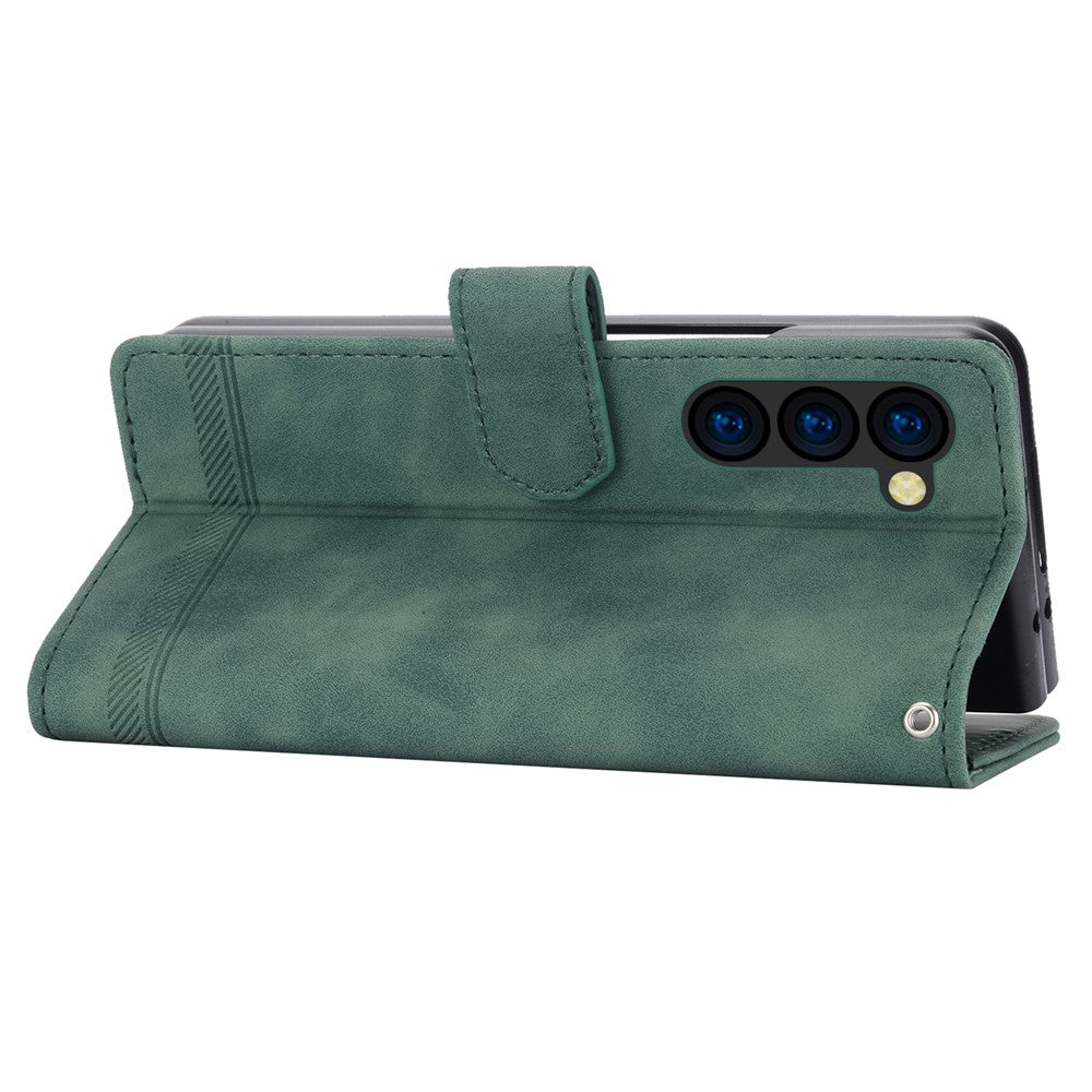 DIERFENG DF-03 Til Samsung Galaxy Z Fold6 5G Pung Telefoncover med Prægede Linjer i Læder