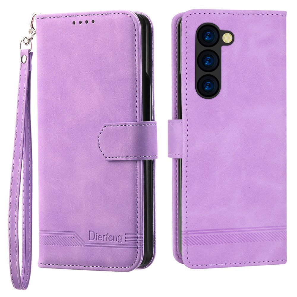 DIERFENG DF-03 Til Samsung Galaxy Z Fold6 5G Pung Telefoncover med Prægede Linjer i Læder