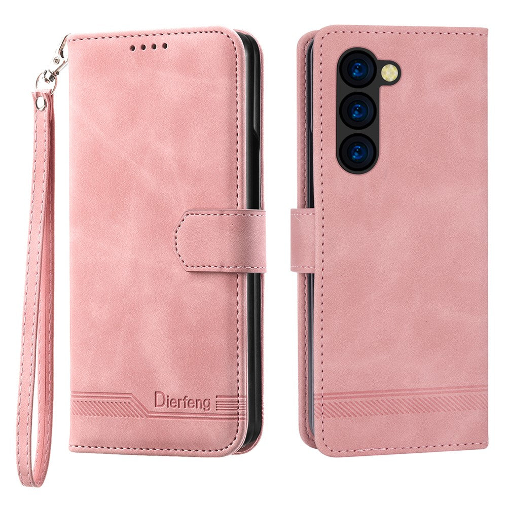 DIERFENG DF-03 Til Samsung Galaxy Z Fold6 5G Pung Telefoncover med Prægede Linjer i Læder