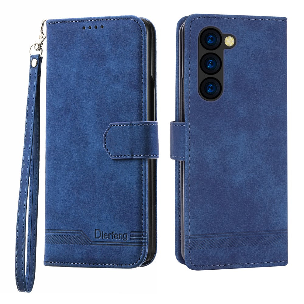 DIERFENG DF-03 Til Samsung Galaxy Z Fold6 5G Pung Telefoncover med Prægede Linjer i Læder