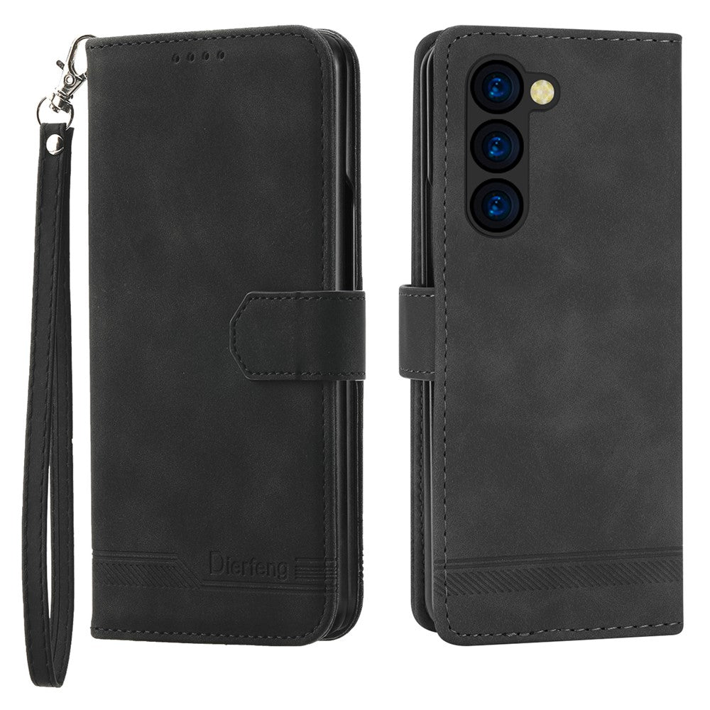 DIERFENG DF-03 Til Samsung Galaxy Z Fold6 5G Pung Telefoncover med Prægede Linjer i Læder