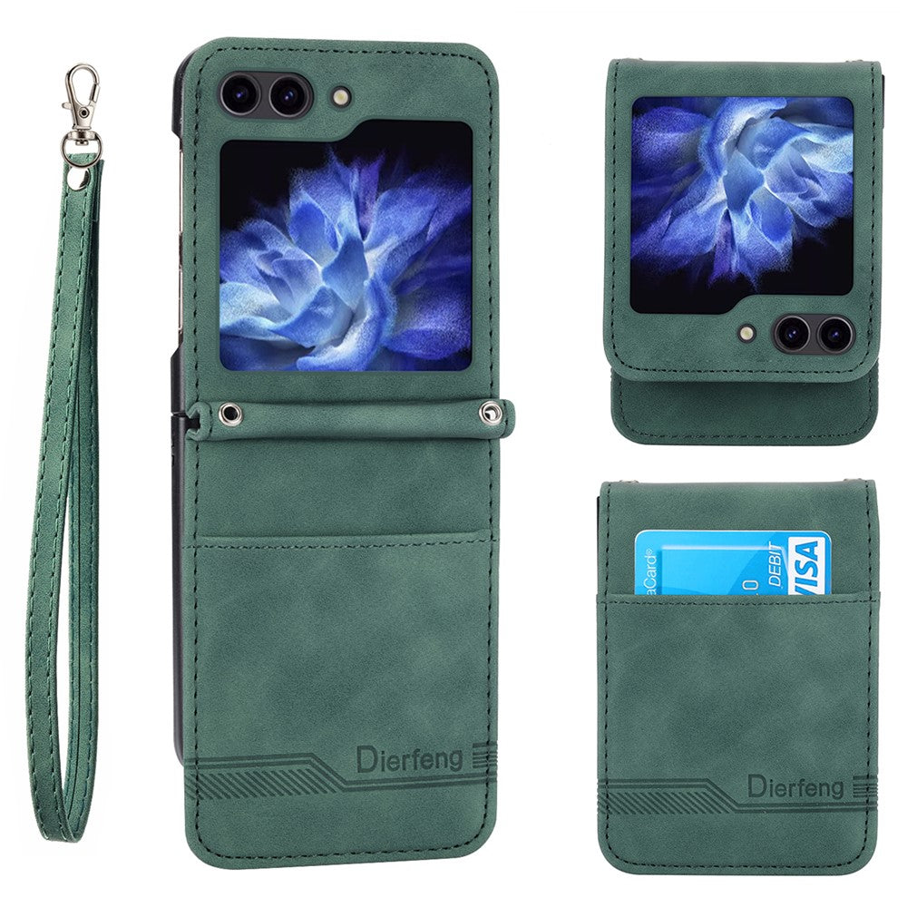 DIERFENG DF-03 kortholder-mobilcover til Samsung Galaxy Z Flip7 FE 5G / Z Flip6 5G med trykte linjer