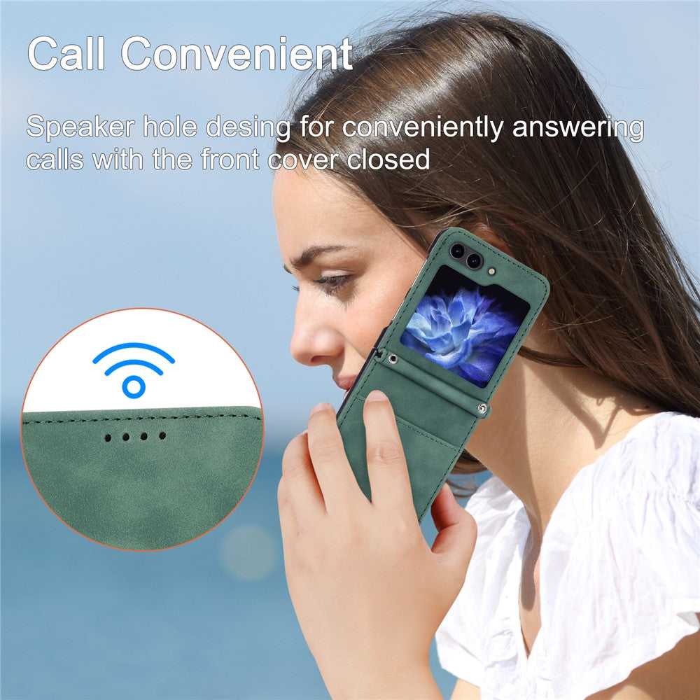DIERFENG DF-03 kortholder-mobilcover til Samsung Galaxy Z Flip7 FE 5G / Z Flip6 5G med trykte linjer