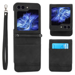 DIERFENG DF-03 kortholder-mobilcover til Samsung Galaxy Z Flip7 FE 5G / Z Flip6 5G med trykte linjer