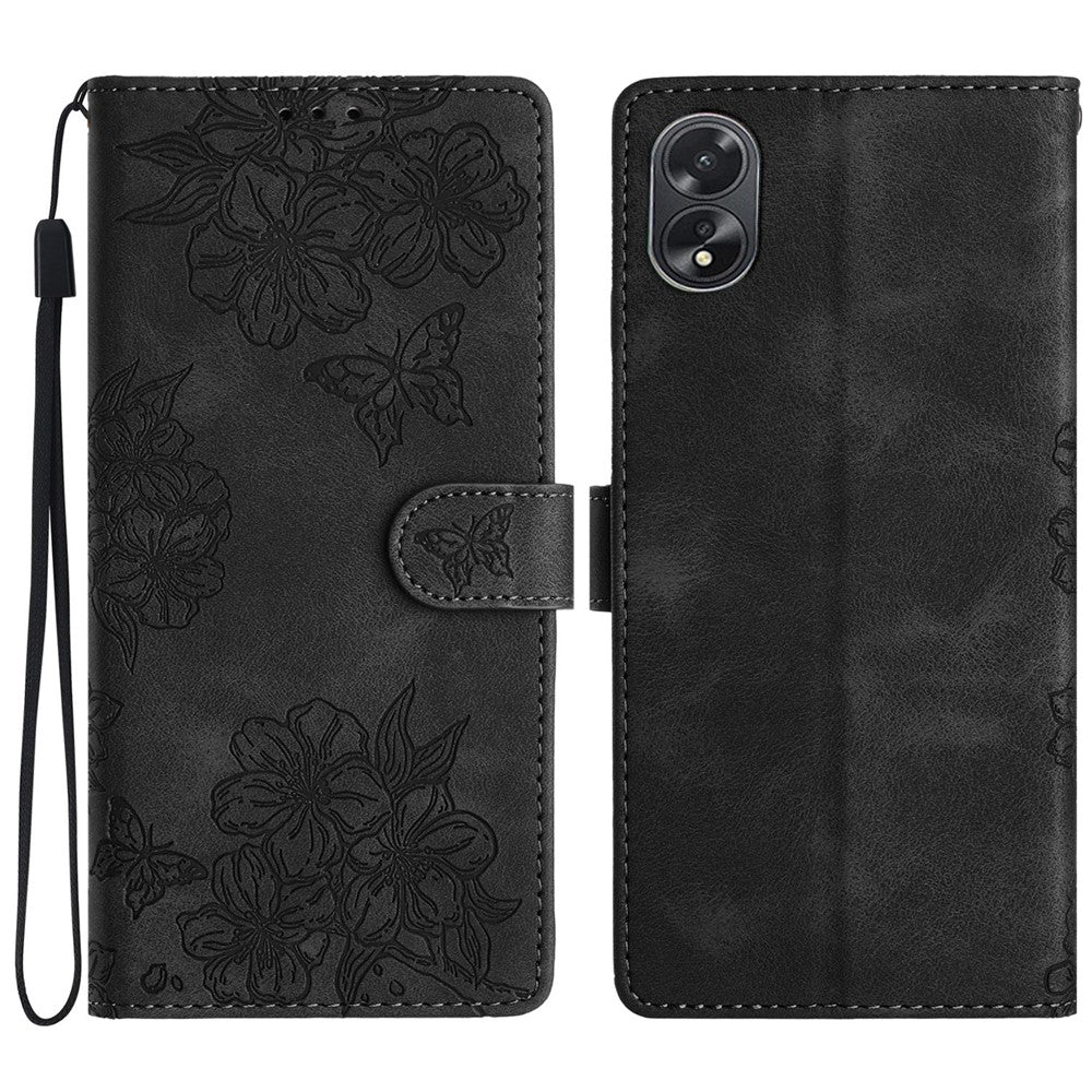 For Oppo A58 5G / A78 5G Case Leather Shockproof Skin-Touch Phone Cover Butterfly Flower