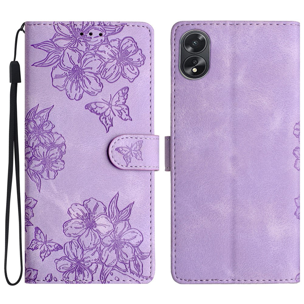 For Oppo A58 5G / A78 5G Case Leather Shockproof Skin-Touch Phone Cover Butterfly Flower