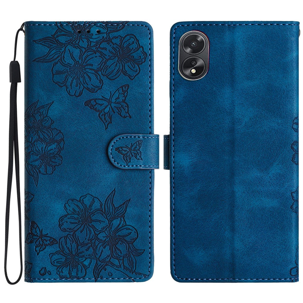 For Oppo A58 5G / A78 5G Case Leather Shockproof Skin-Touch Phone Cover Butterfly Flower