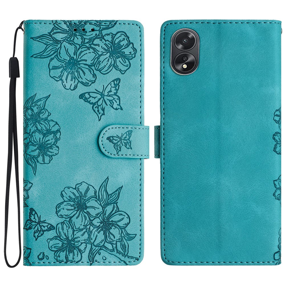 For Oppo A58 5G / A78 5G Case Leather Shockproof Skin-Touch Phone Cover Butterfly Flower